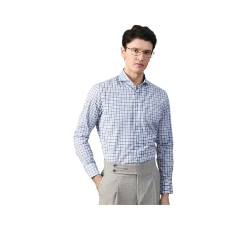 BY CREATIONS Рубашка Мужская Синие-Белые В клетку