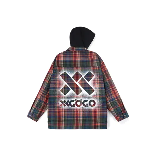 XXGOGO Оранжевый/Зеленый Клетчатый Унисекс Куртка