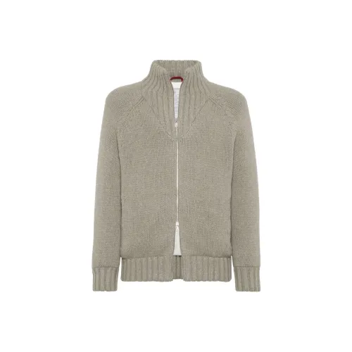 BRUNELLO CUCINELLI SS24 Кашемир Свитер Мужской Шалфейно-зеленый