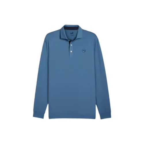 PUMA CLOUDSPUN Длинный рукав MID Вес Гольф Поло Мужской Синий Horizon