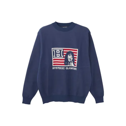 HYSTERIC GLAMOUR совместный бренд Морской синий Мужские Свитера