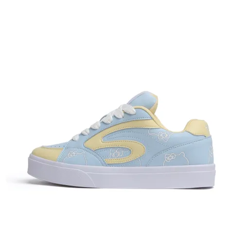 SINPERCO Slip-resistant Abrasion-resistant Lightweight Low-Top Skateboarding Shoes Women's White Blue Yellow SINPERCO Противоскользящие Износостойкие Легкие Низкие Кроссовки для Скейтбординга Женские Белые Синие Желтые