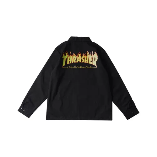 Thrasher Облегающая Умеренная Куртка Японская Версия Унисекс Черная
