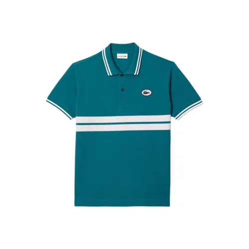 LACOSTE Collaboration Мужская рубашка polo изумрудно-синего цвета