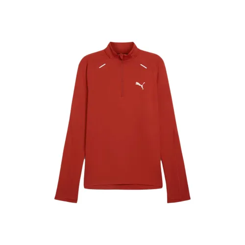 PUMA CLOUDSPUN RUN CLOUDSPUN 1 4 ZIP Поло Мужское Оранжевый Красный