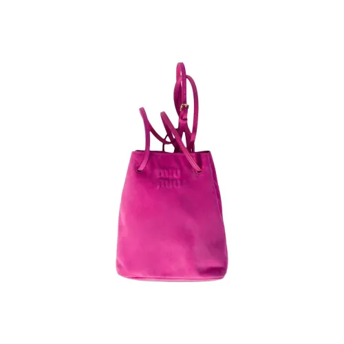 MIU MIU Suede Lambskin Shoulder Bag Women's Peach Pink