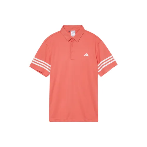 Adidas SS24 Ядерный 3STRP Поло Мужское Светло-Красный