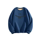 [Супер-теплый с подкладкой из овчины] Синий (B Simple Улыбка Рисунок)