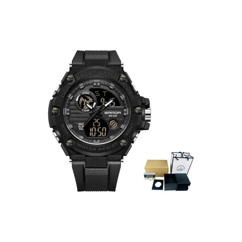 Sanda Электронный + Кварц Механизм Мужские Часы 56мм*56мм*18,5мм Черный