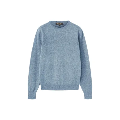 Loro Piana FW24 Кашемировый свитер унисекс синий серый смесь