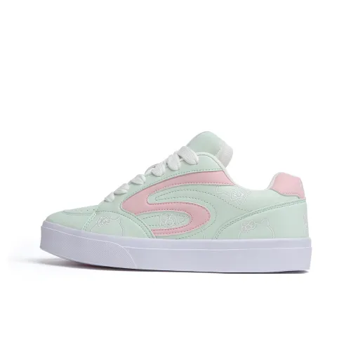 SINPERCO Slip-resistant Abrasion-resistant Lightweight Low-Top Skateboarding Shoes Women's Pink Green SINPERCO Противоскользящие Износостойкие Легкие Низкие Кроссовки для Скейтбординга Женские Розовые Зеленые