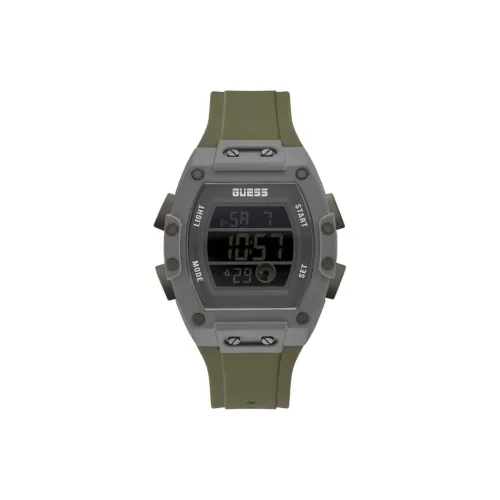GUESS Мужские часы Кварцевый механизм Силиконовый ремешок 45 мм Черный циферблат