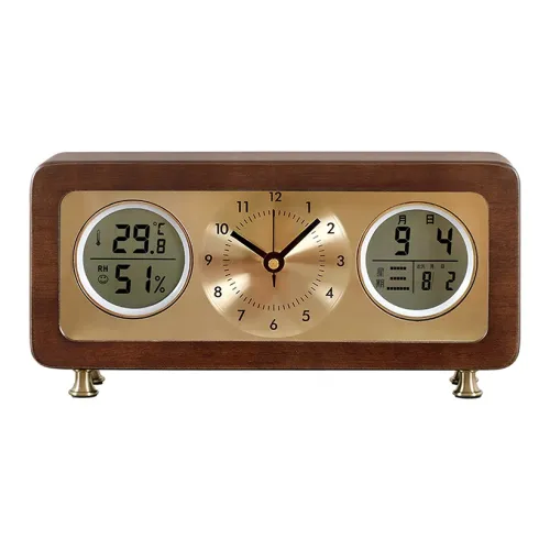 HENSE Кварцевый механизм Wood Настольные часы Унисекс Циферблат часов HD501 Кофе