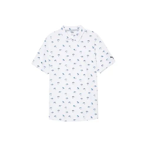 PUMA Поло Мужское Белое Ангел Синее