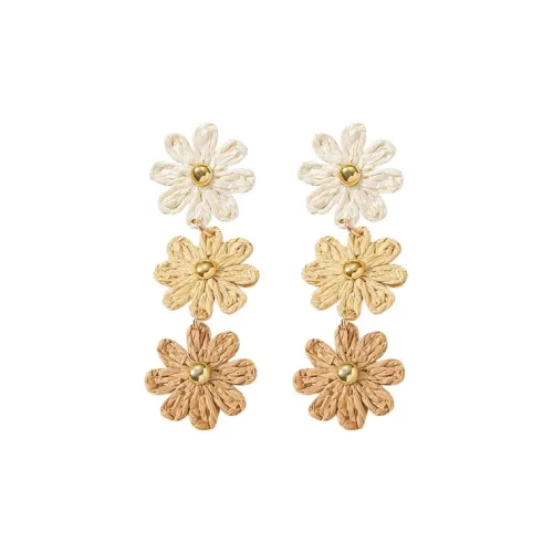 Peach Tea Многоцветные Серьги-гвоздики из плетеного соломенного материала Женские