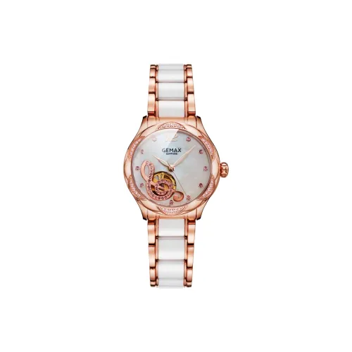 GEMAX Автоматический Механический Механизм Нержавеющая Сталь Ремешок Часы Женские Белый Циферблат