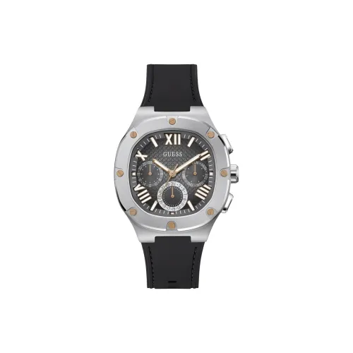 GUESS Мужские часы Кварцевый механизм Силиконовый ремешок 42 мм Серый циферблат