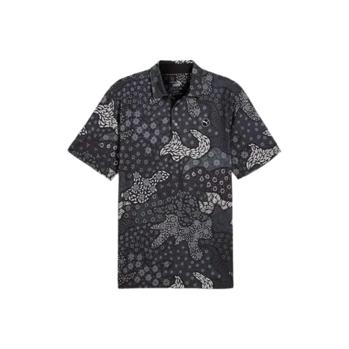 PUMA CLOUDSPUN Bloom CAMO GOLF Поло Мужское Черное