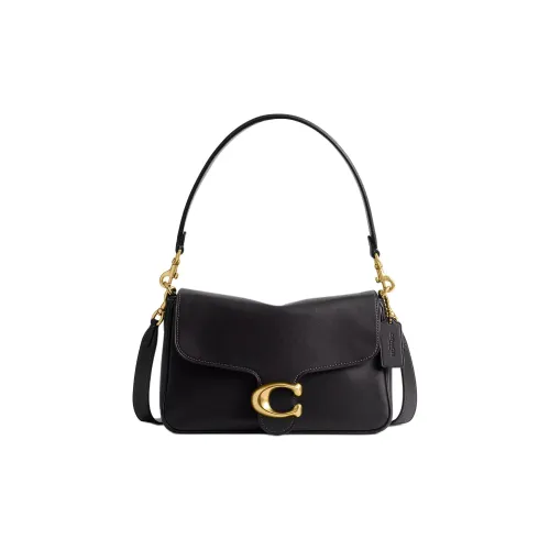 COACH Soft Tabby Кожа Сумка Сумка через плечо Средняя Женская Черная