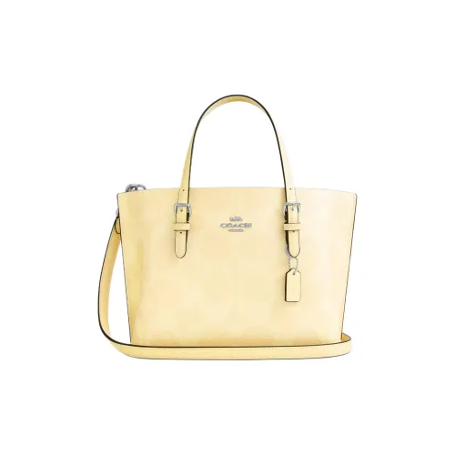 COACH Mollie Покрытый холст Тоут Сумка Сумка для покупок Сумка на плечо Сумка среднего размера Женская Желтая