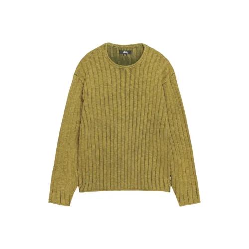 Stussy Праздника FW24 Хлопок SLUB Ткань в рубчик Носки экипаж Свитер Унисекс
