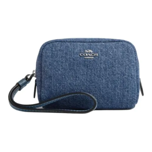 COACH Pouch Denim Clutch Mini Women's Indigo