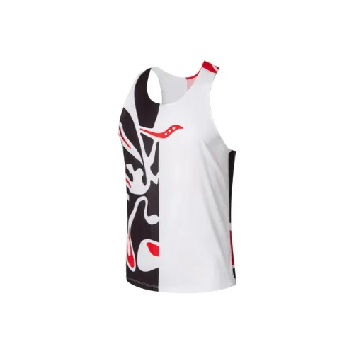 Saucony Бег Майка Мужская Белая Черная Красная