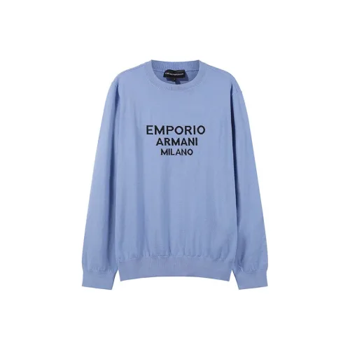 EMPORIO ARMANI Небесно-синий мужской трикотаж