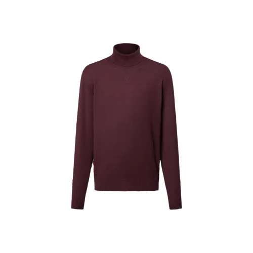 LOUIS VUITTON FW24 Кашемир Свитер Мужской Красный Коричневый