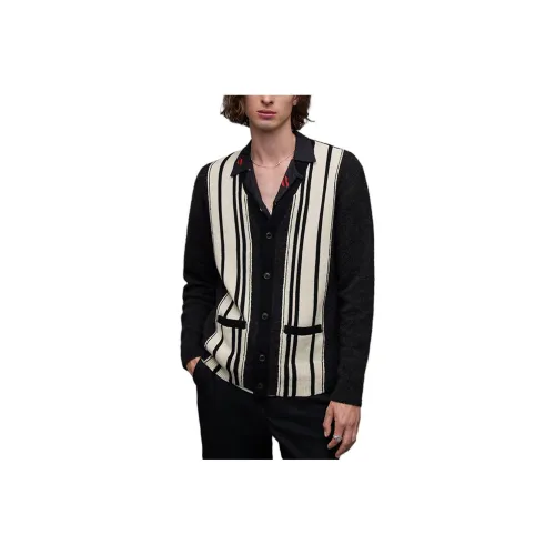 ALLSAINTS Черный Белый Полосы Мужской Трикотаж
