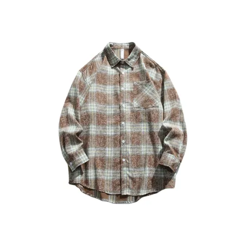 JEEP SPIRIT Рубашка Мужская Коричневая Зеленая Клетчатая