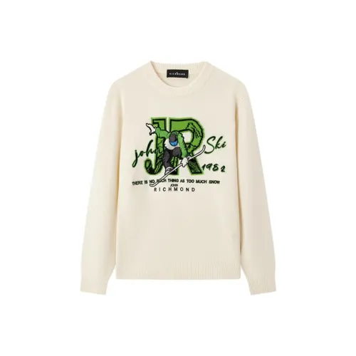 JOHN RICHMOND FW24 Кашемир Свитер Мужской Натуральный Белый