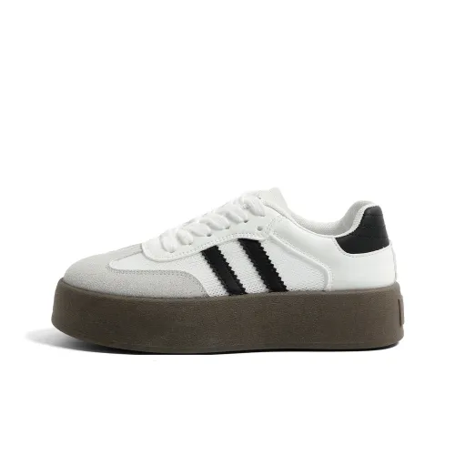 HUANQIU Slip-resistant Abrasion-resistant Breathable Low-Top Skateboard Shoes Women's White Black HUANQIU Противоскользящие Износостойкие Дышащие Низкие Кроссовки для Скейтбординга Женские Белые Черные