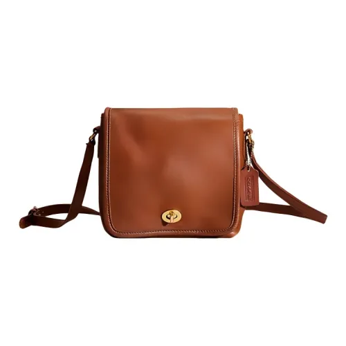 COACH Companion Сумка из дубленой кожи с клапаном сумка через плечо маленькая женская красно-коричневая