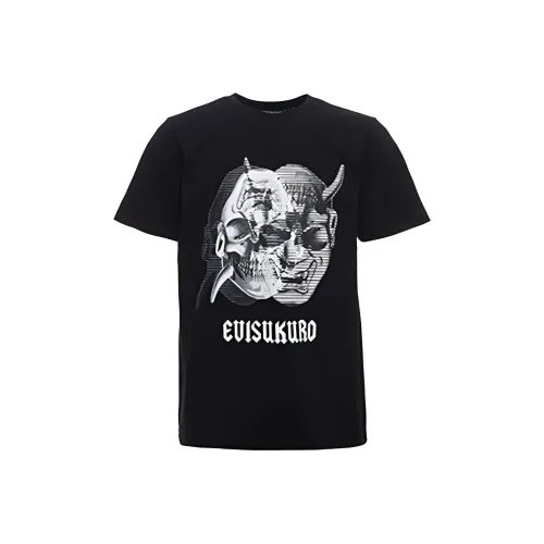 EVISU Прямой крой T-рубашка мужская черная