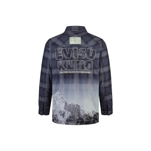 EVISU Темно-синяя клетка Мужская рубашка