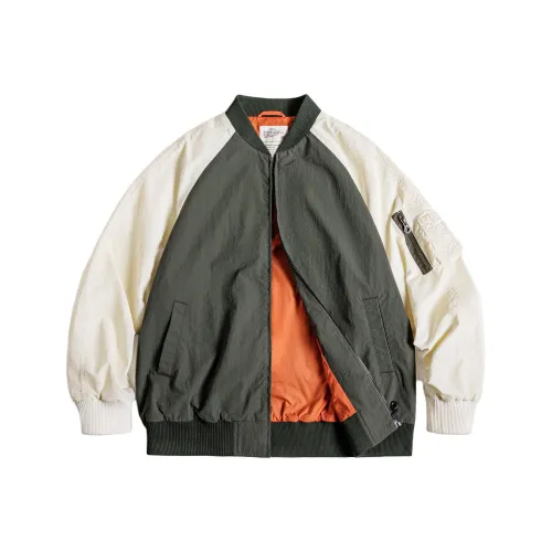 MADEN Куртки и Пальто Мужские Армейский Зеленый и Белый Контраст