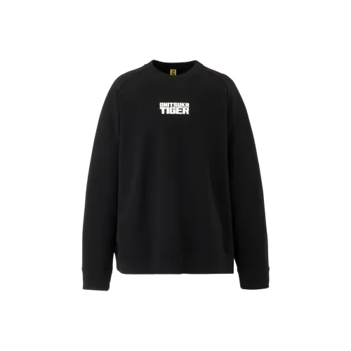 Onitsuka Tiger Круглый вырез Свитшот Трикотаж Унисекс Черный