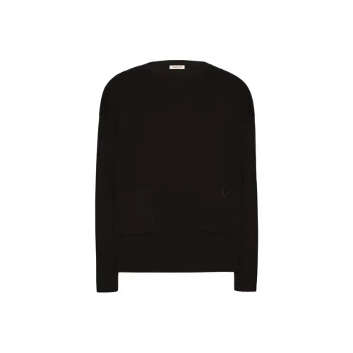 Valentino Crewneck Шерсть JUMPER с Рубберизированными V Деталями Трикотаж Мужской Черный