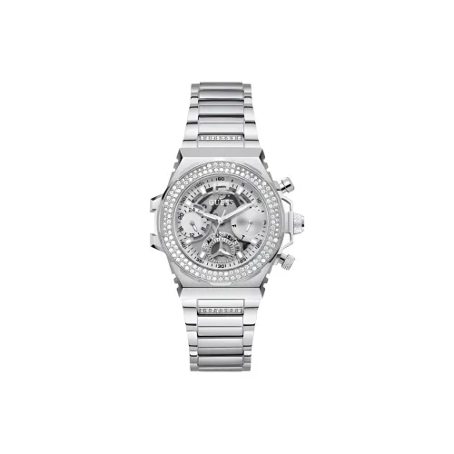 GUESS Женские часы Кварцевый механизм Ремешок из нержавеющей стали 36 мм Серебристый циферблат