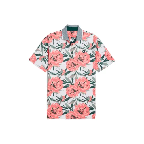 PUMA MATTRGolf T Рубашка Мужская Красная Белая Цветочная