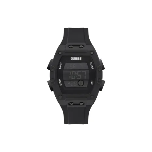 GUESS Мужские часы Кварцевый механизм Силиконовый ремешок 45 мм Черный циферблат
