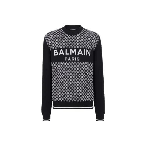 BALMAIN FW23 MINI MONOGRAM JUMPER Свитер Мужской Черный