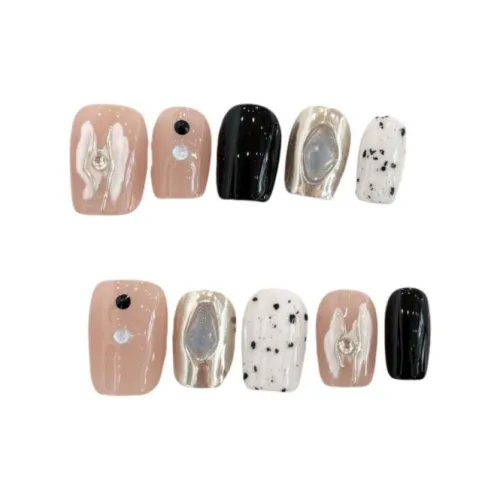 Gentle Welcome Handcrafted False Nail Короткий Квадрат Розовый Смужка Милый