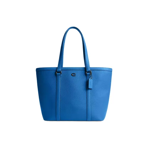 COACH Gotham Галька Кожа Тоут Сумка Сумка для покупок Сумка на плечо Большая Женская Синяя