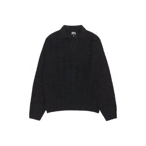 Stussy SS24 Открыто KNIT Коллар Свитер Трикотаж Мужской