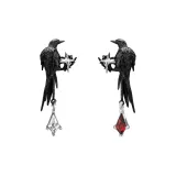 Серьги-гвоздики "Raven" - белый и красный