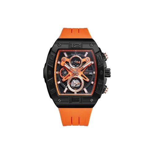 TEAR Trace Кварцевый механизм Силиконовый ремешок Часы Мужские Черный циферблат