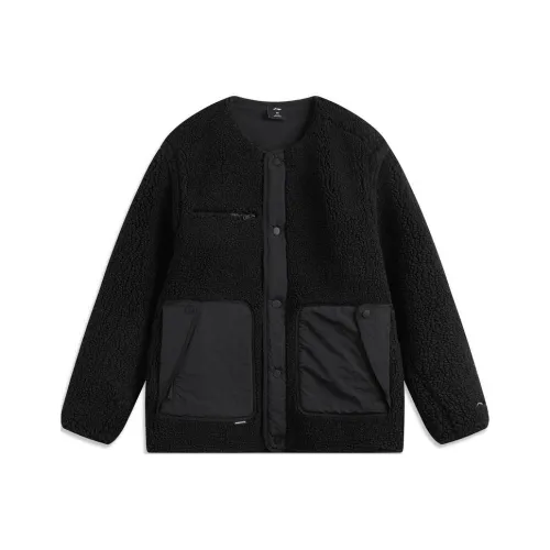 LINING Круглый вырез Одинарный застежка Теплый Длинный рукав Трикотаж Мужской Черный