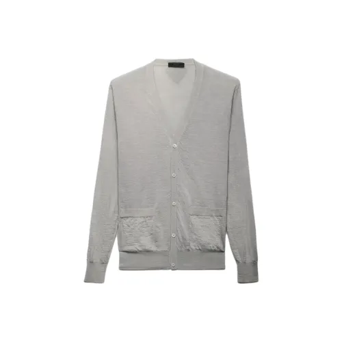 PRADA Кардиган из кашемира Трикотаж Мужской Серый
